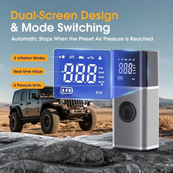 Tire Inflator Portable Air Compressor, Bike Pump, 150PSI Air Pump for Car Tires - Picture 4 of 7